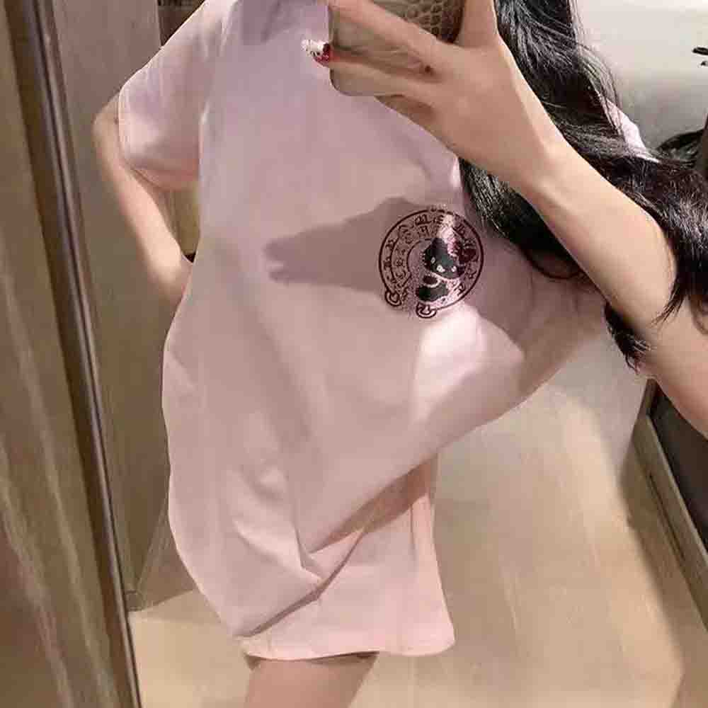 Korean Lifestyle - 韓国語版ハローキティダイヤモンドプリントレディースTシャツY2Kサンリオガールズ半袖ファッションルーズカジュアルトップス大きいサイズ