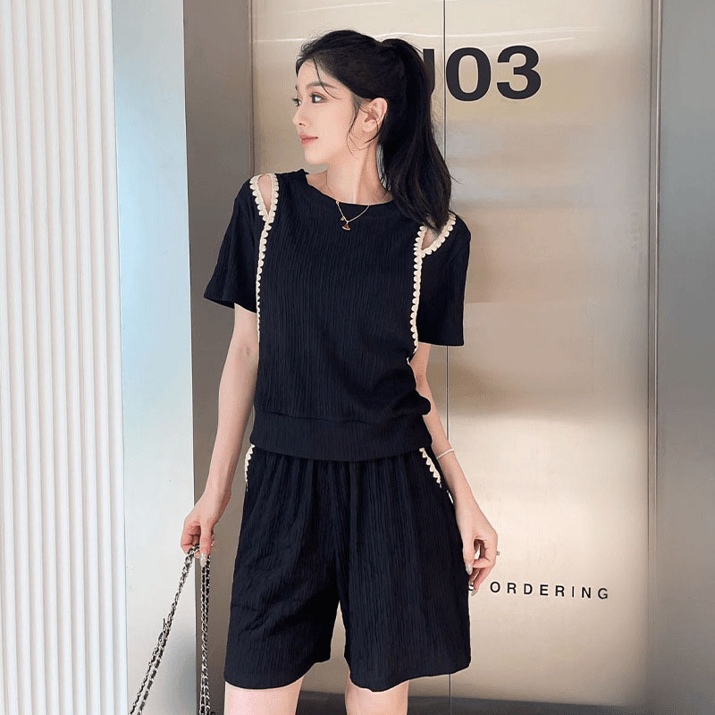 韓国ファッションオフショルダー Tシャツ 2 点セット女性オ - Korean Lifestyle のレビューと価格