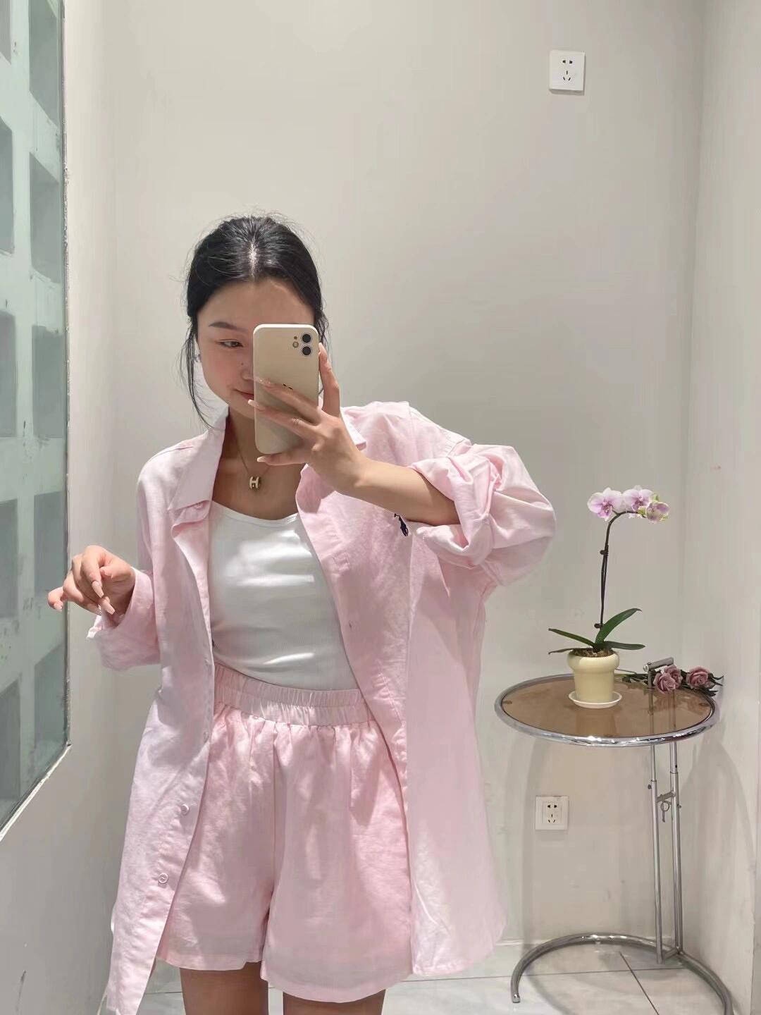韓国風スイートピンク長袖シャツとハイウエストワイドレッグショ - Korean Lifestyle のレビューと価格